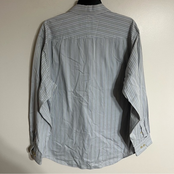 Men’s Geoffrey Beene Dress Shirt Blue White Stripes Size Large 16-16.5 - Picture 10 of 10